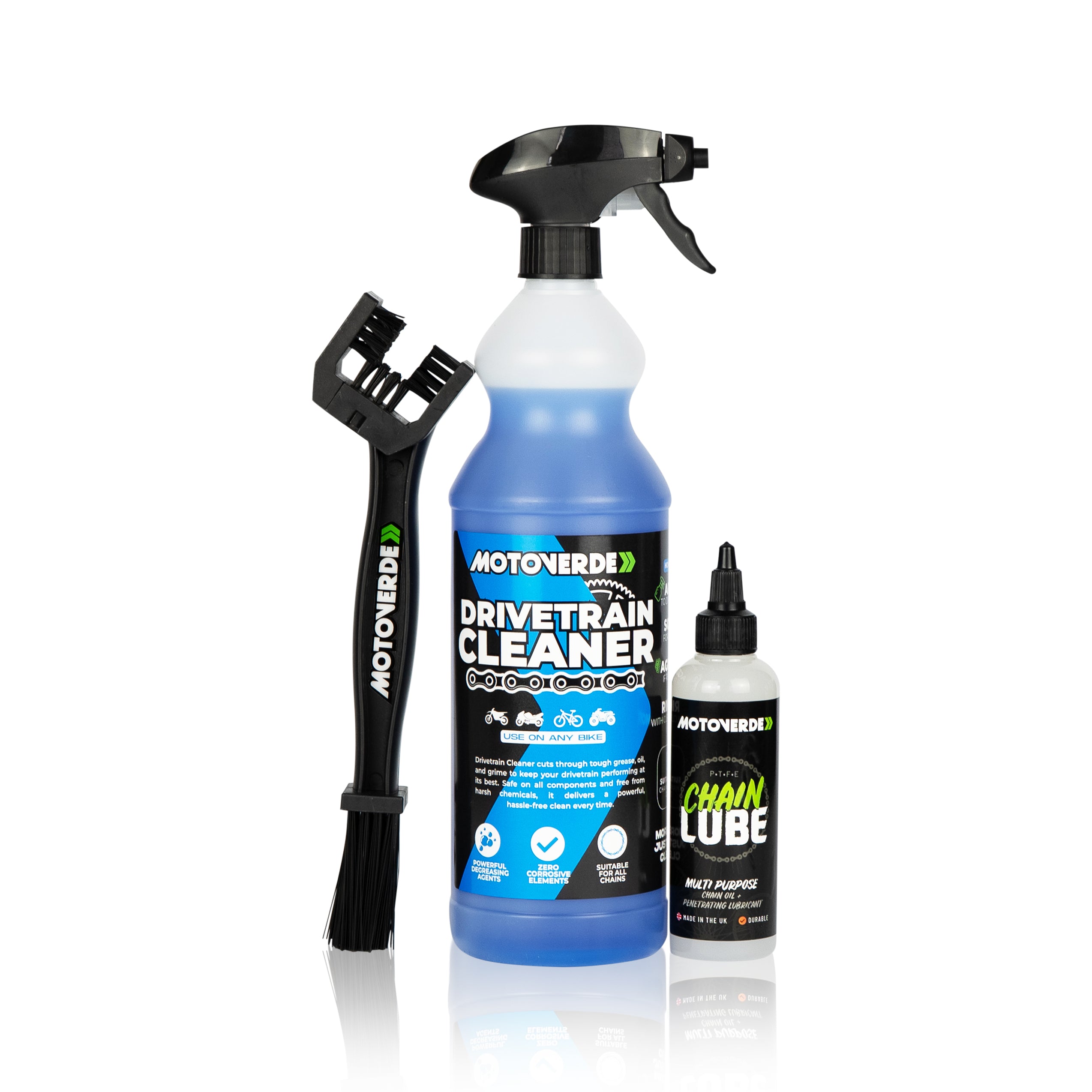 Drivetrain Clean + Lube Kit Motoverde Drivetrain Clean + Lube Kit Motoverde